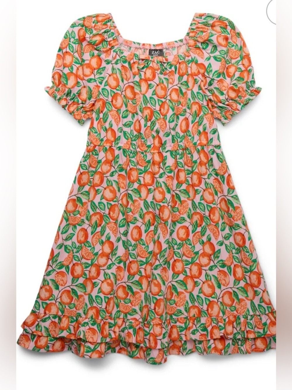 ZAC New a Zac Posen Company Gorgeous Kids Orange Citrus Print Dress Italy style